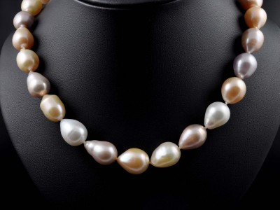 Multi Colour Fresh Water Pearl Necklace with Rose Gold Clasp