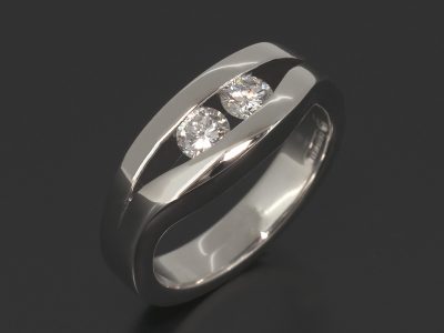 Ladies Double Diamond Ring, 9kt White Gold Tension Set Design, Round Brilliant Cut Diamonds 0.42ct (2)