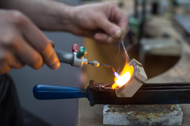 Melting gold for a bespoke jewellery design