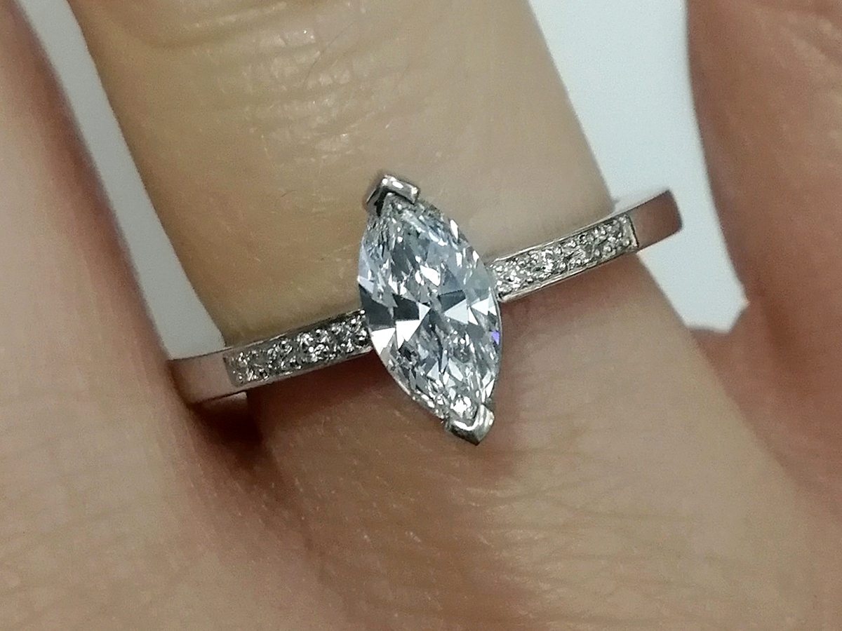 Enhanced 3-stone Marquise Cut Ring Design With Triple Pavé Band – Cubic Zirconia CZ