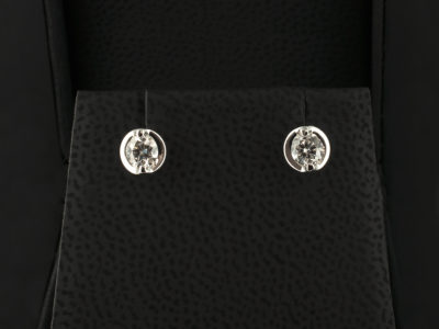 Platinum Set Diamond Stud Earrings with Round Brilliant Cut Diamonds