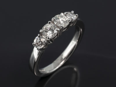 Ladies Diamond Eternity Ring, 9kt White Gold 4 Claw Basket Set Design, Round Brilliant Cut Diamonds 1.00ct (4), G-I Colour, SI Clarity