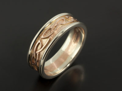 Celtic Gents Wedding Ring 9kt Rose and White Gold