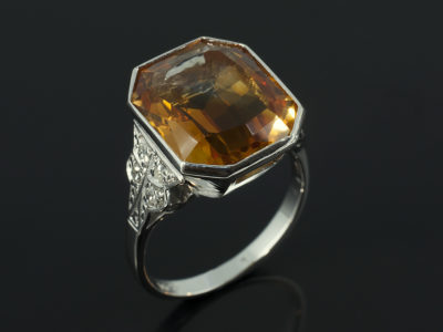 18kt White Gold Rub Over set ladies ring with Citrine 7.58ct