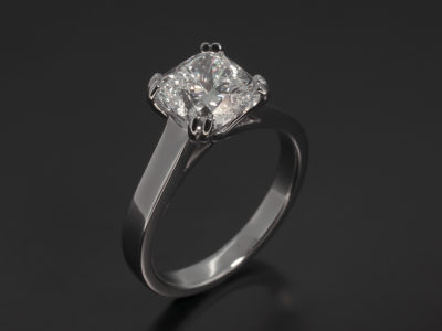 Ladies Solitaire Diamond Engagement Ring, Platinum Double Claw Crossover Design, Cushion Cut Diamond 2.01ct, E Colour VS2 EXEX