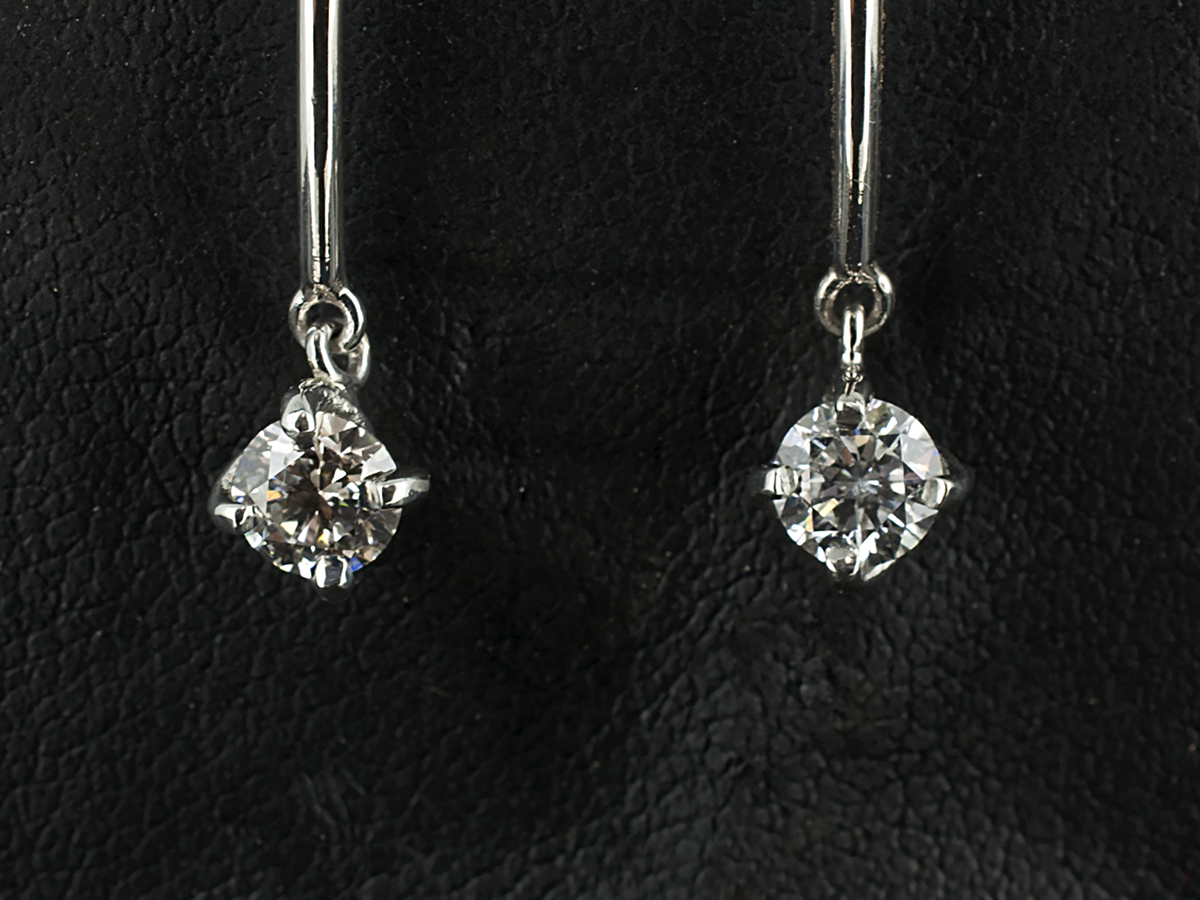Bezel Set Diamond Dangle Earrings on 14K White Gold | Marctarian