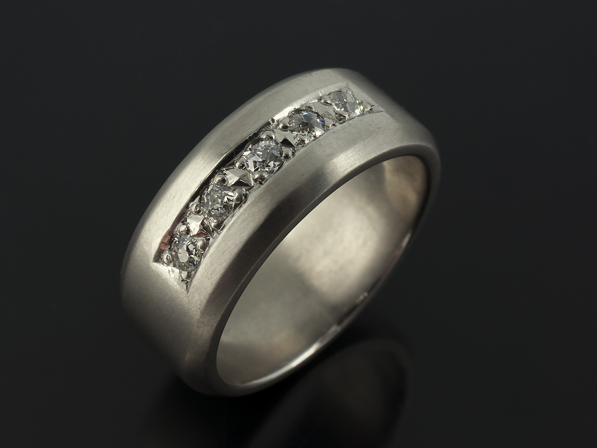 Gents wedding ring, Palladium design with Pavé set Diamonds - Blair and ...