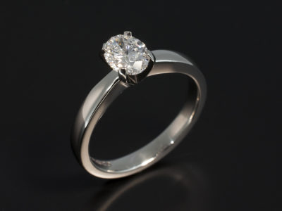 Ladies Solitaire Diamond Engagement Ring, Platinum 4 Claw Design, Oval Cut Diamond 0.71ct, D Colour, SI1 Clarity, EXVG