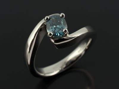 Oval Cut Blue Diamond 0.63ct 4 Claw Palladium Twist