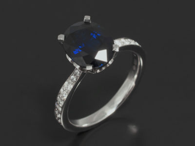 Platinum Oval Cut Sapphire 3.67ct with Pavé Set Diamond Shoulders 0.47ct (16)