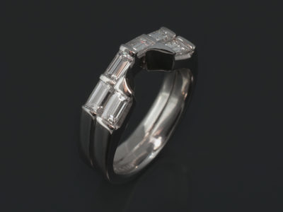 Platinum Claw Set Fitted Design Wedding Ring with Baguette Cut Diamonds, 0.80ct (6).