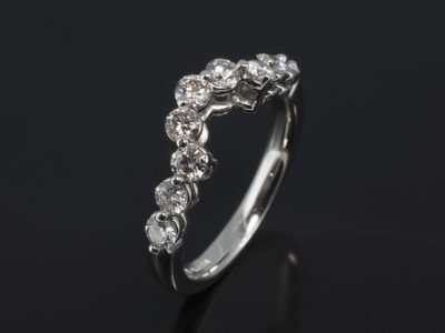 Platinum Claw Set Fitted Design Ladies Wedding Ring with Round Brilliant Cut Diamonds, 0.90ct. F Colour, VS Clarity Minimum