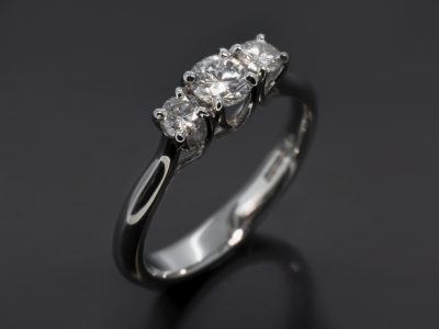 Ladies Trilogy Diamond Engagement Ring, Platinum Claw Set Design, Round Brilliant Cut Diamond 0.27ct, G-H Colour, VS Clarity, Round Brilliant Cut Diamonds 0.23ct (2), G-H Colour, SI Clarity