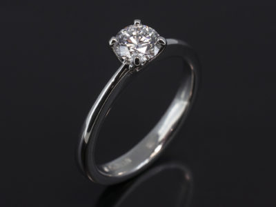 Ladies Solitaire Diamond Engagement Ring, Platinum 4 Claw Set Design, Round Brilliant Cut Diamond 0.60ct, D Colour, VVS2 Clarity, EXEXVG
