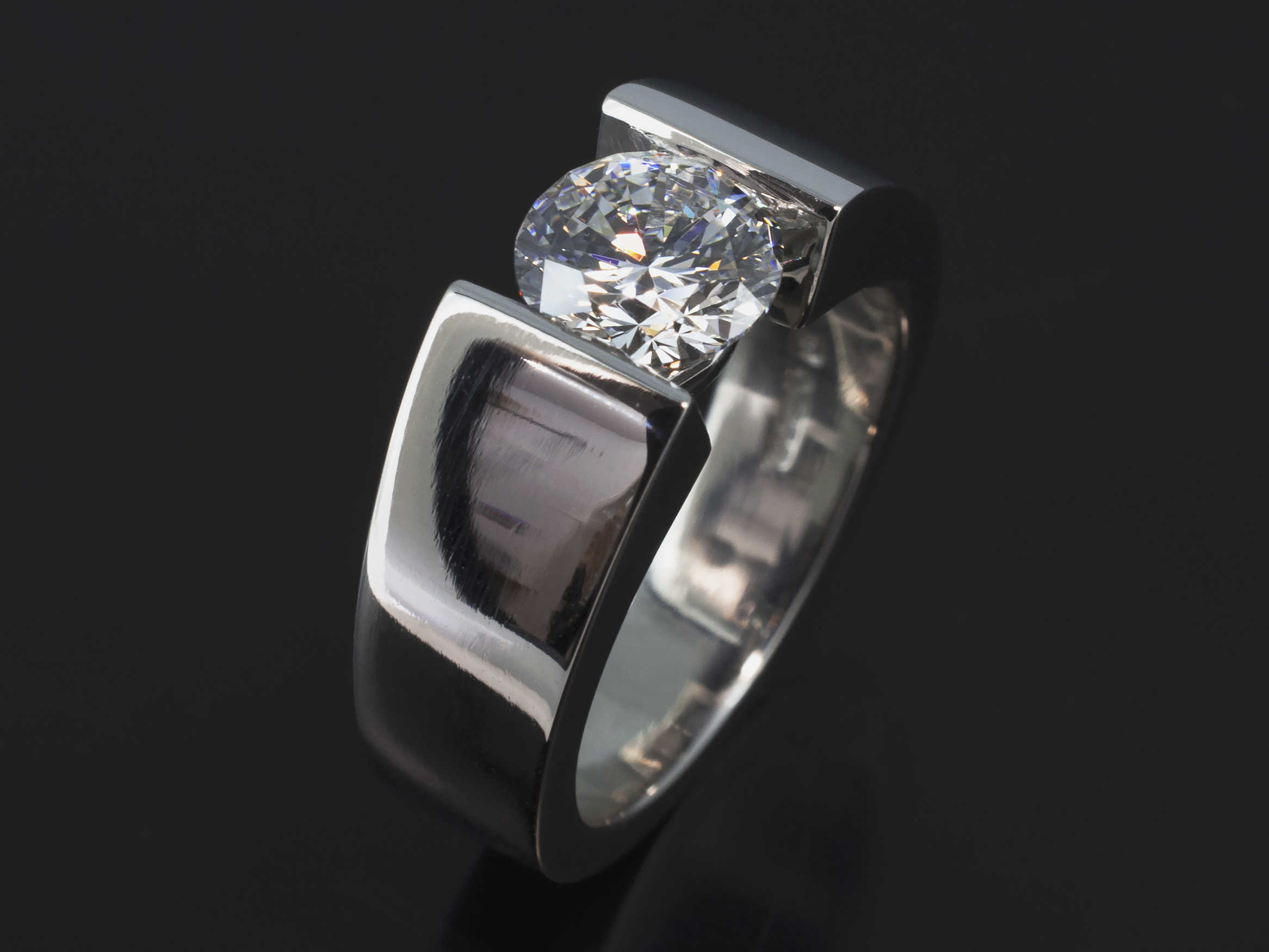 Asymmetrical Tension Set Engagement Ring Semi Mount | Wexford Jewelers
