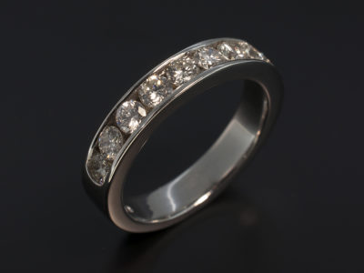 18kt White Gold Channel Set Wedding Ring with Round Brilliant Cut Diamonds 1.33ct Total I-J Colour SI Clarity