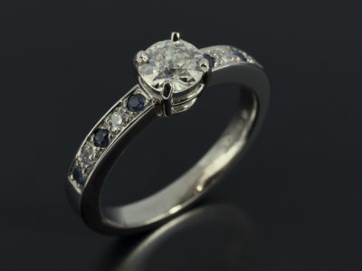 Round Brilliant Cut 0.80ct 4 Claw with Pavè Sapphires and Diamonds