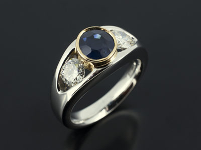 Sapphire and Diamond Tension 18kt Yellow Gold and Palladium