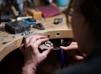 Blair and Sheridan in-house goldsmith working with Lab Grown diamonds