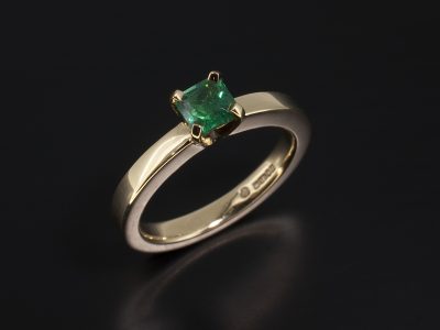 Asscher Cut Emerald 0.47ct in a 9kt Yellow Gold Contemporary Solitaire Design