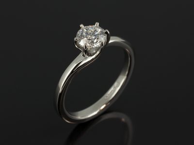 Ladies Solitaire Diamond Engagement Ring, Platinum 6 Claw Set Twist Design, Round Brilliant Cut Lab Grown Diamond 0.77ct, E Colour, VS2 Clarity, Ex Cut, Ex Symmetry