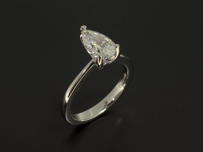 Platinum Claw Set Fine Design with Lab Grown Pear Cut Diamond 1.08ct E Colour VS1 Clarity