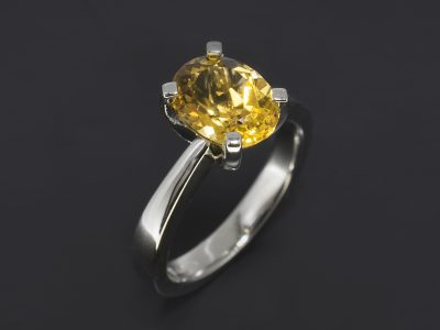 Platinum Claw Set Solitaire Dress Ring, 1.62ct Oval Citrine