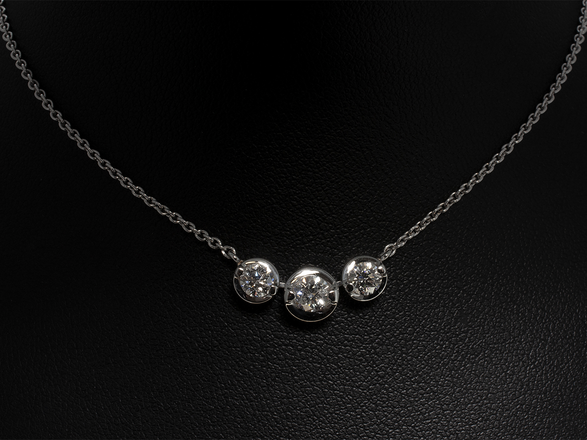 Adrian & Meyer - 18ct White gold trilogy diamond necklace... | Facebook