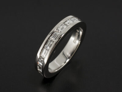 Ladies Channel Set Diamond Design Ring, Platinum with Baguette Cut Diamonds 1.01ct Total F Colour VS Clarity Minimum