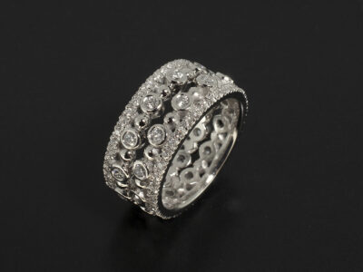 Ladies Diamond Dress Ring, Platinum Rub over and Claw Set Stacking Design, Round Brilliant Diamonds 1.24ct Total