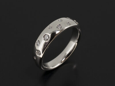 Ladies Diamond Scatter Dress Ring, Platinum Secret Set Design, Round Brilliant Cut Diamonds 0.28ct Total