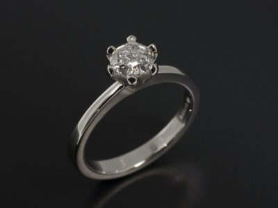 Platinum 6 Claw Solitaire Design with Lab Grown Hexagon Cut Diamond 0.84ct E Colour VS2 Clarity