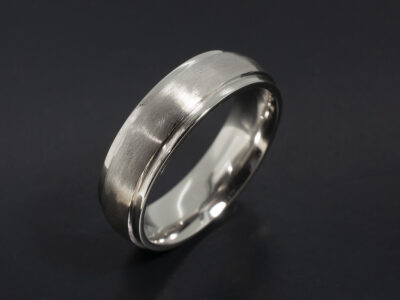 Platinum Gents Wedding with Stepped Edges and a Brushed and Polished Finish