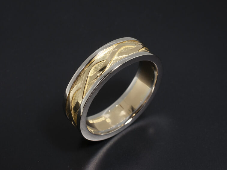 Platinum and 18kt Yellow Gold Celtic Design Gent's Wedding Ring