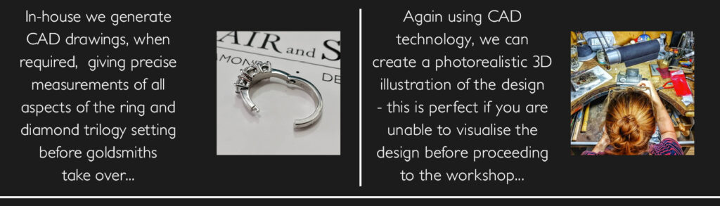 hinged ring for arthritic hands and CAD graphic of bespoke ring