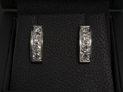 18kt White Gold Pavé Set Diamond Stud Earrings, Round Brilliant Cut Diamonds 0.82ct Total