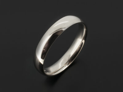 Gents Court Shape Wedding Ring, Platinum Lightweight Design, 4mm Width