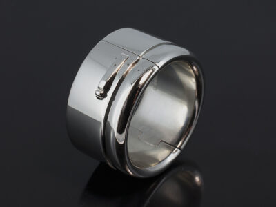 Gents Hinged Wedding Ring, Platinum, 12mm Width