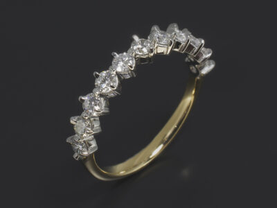 Ladies Claw Set Diamond Wedding Ring, Platinum & 18kt Yellow Gold Design, Round Brilliant Cut Diamonds, 0.48ct (11) F Colour, VS Clarity