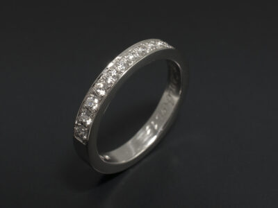 Ladies Diamond Half Eternity Ring, Platinum Pavé Set Design, Round Brilliant Cut Diamonds x 14 at 0.37ct Total