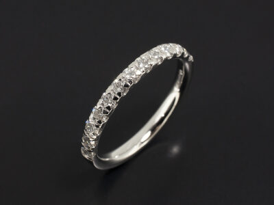 Ladies Diamond Wedding Ring, Platinum Claw Set Half with Round Brilliant Cut Lab Grown Diamonds 0.65ct Total F Colour VS Clarity Min