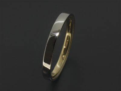 Ladies Flat Court Shaped Wedding Ring, Platinum & 18kt Yellow Gold