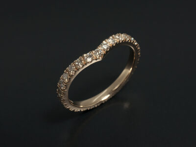 Ladies Wishbone Shaped Fitted Wedding Ring, 18kt Rose Gold Castle Set with Round Brilliant Cut Diamonds 0.60ct Total