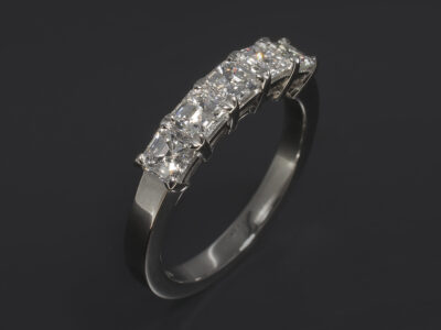 Ladies Diamond Dress Ring, Platinum Claw Set Design, Asscher Cut Diamonds, 1.24ct (5). F Colour, VS Clarity Minimum