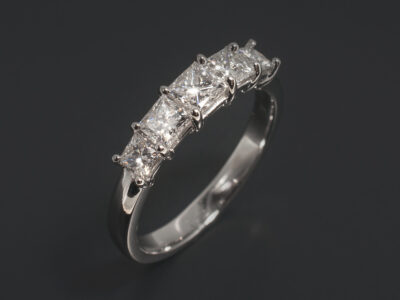 Ladies Diamond Dress Ring, Platinum Claw Set Design, Princess Cut Diamonds, 0.95ct (5) F Colour VS Clarity Minimum