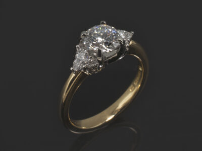 Ladies Diamond Engagement Ring, Platinum & 18kt YG Claw Set Design, RBC Lab Grown Diamond 0.80ct. D Colour VS2 Clarity EXEXEX, RBC & Marquise Cut Diamond Sides 0.19ct (6)