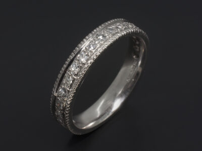 Ladies Diamond Eternity Ring, 18kt White Gold Pavé Set Design with Millgrain Edge Detail, Round Brilliant Cut Diamonds Approx 0.28ct (19)