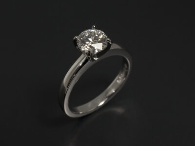 Ladies Solitaire Diamond Engagement Ring, Platinum 4 V Claw Design Round Brilliant Cut Lab Grown Diamond 0.69ct E VS1 IDEXEX