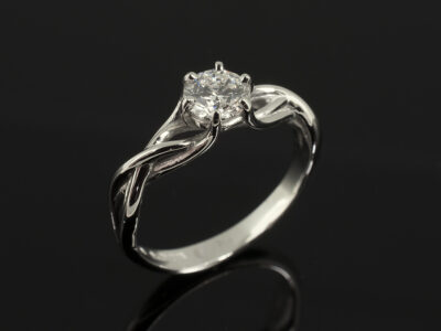 Ladies Solitaire Diamond Engagement Ring, Platinum 6 Claw Lattice Design, Round Brilliant Cut Lab Grown Diamond 0.51ct E SI1 IDEXEX