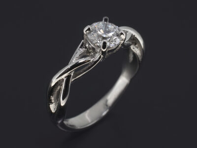 Ladies Solitaire Diamond Engagement Ring, Platinum Claw Set Lattice Design, Round Brilliant Cut Lab Grown Diamond, 0.61ct D Colour VS1 Clarity, ID Cut, EX Polish, EX Symmetry